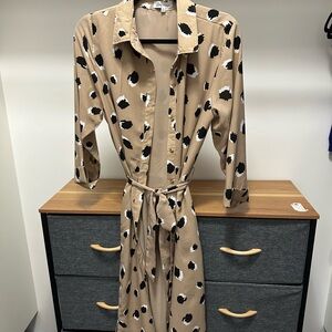 Polka Dot Beige Shirt Dress